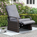 ATR ART TO REAL Outdoor Wicker Recliner Chair with 5.5'' Cushions, Automatic Adjustable Patio Chaise Lounge Chairs, Aluminum Frame Reclining Chair, UV Resistant, Rustless (Grey) by ATRARTTOREAL