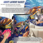 Funny Turtles Laundry Basket Oxford Cloth Ocean Animal Sea Turtle Laundry Hamper - Image 8