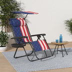 Best Choice Products Folding Zero Gravity Outdoor Recliner Patio Lounge Chair w/Adjustable Canopy Shade, Headrest, Side Accessory Tray, Textilene Mesh - American Flag - Image 2