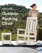 SERWALL Outdoor Rocking Chair White Set of 8, All Weather Patio Rocking Chair, HDPE Poly Rocking Chair for Adults, Heavy Duty Front Porch Rocker - Image 8