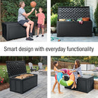 Rubbermaid Extra Large Resin Outdoor Storage Deck Box (134 Gal), Weather Resistant, Black, Deck Organization for Home/Backyard/Pool Chemicals/Toys/Garden Tools/Porch/Patio Cushions - Image 3
