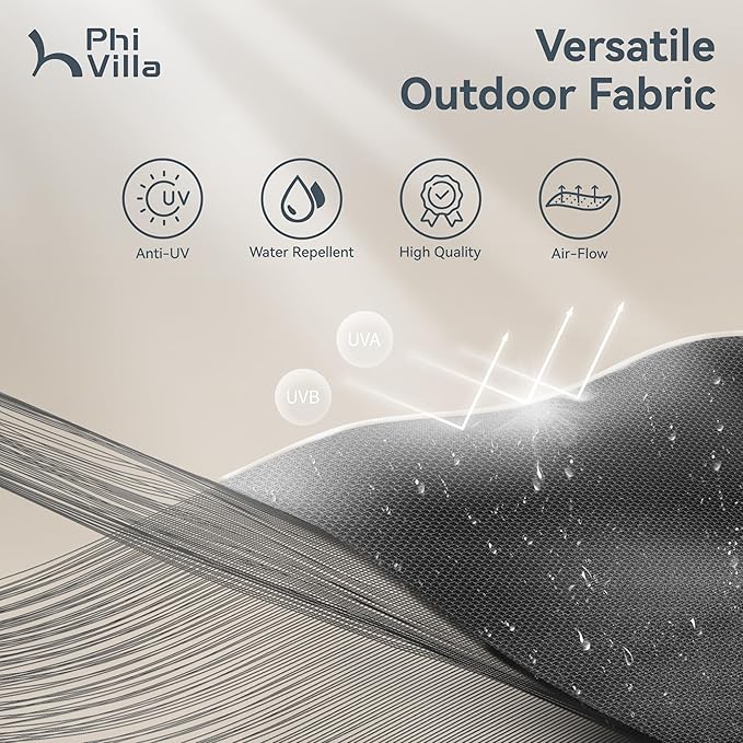 PHI VILLA 13ft Patio Umbrella with 120 PCS Solar-Powered LED Color-Changing Lights, Double-Sided Large Rectanglular Umbrella Outdoor for Table with Crank Lift,Light Grey(No Base) - Image 8