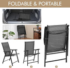 Yaheetech Patio Dining Chairs Set of 2 with Armrests, Outdoor Folding Chairs with Metal Frame and Backrest for Lawn, Garden, Yard and Poolside, Black - Image 4