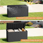 Greesum 100 Gallon Resin Deck Box Large Outdoor Storage Boxes with Cushions for Garden Tools, Patio Furniture Pillows, Pool Supplies, Black - Image 4