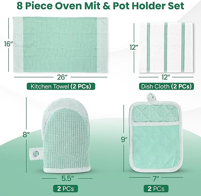 Casa Platino Potholders & Oven Mitts Heat Resistant, 8-Piece Mini Oven Mitts - Image 2