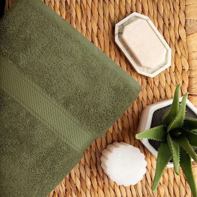 Superior Egyptian Cotton Solid Towel Set, Washcloths 13” x 13”, Hand Towels 20” - Image 6