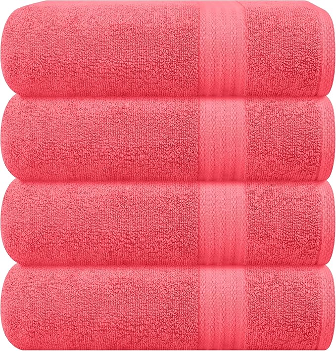 GLAMBURG Premium Cotton 4 Pack Bath Towel Set by GLAMBURG