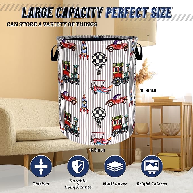 Personalize Cars Printed Laundry Basket Oxford Cloth Foldable Funny Laundry - Image 3