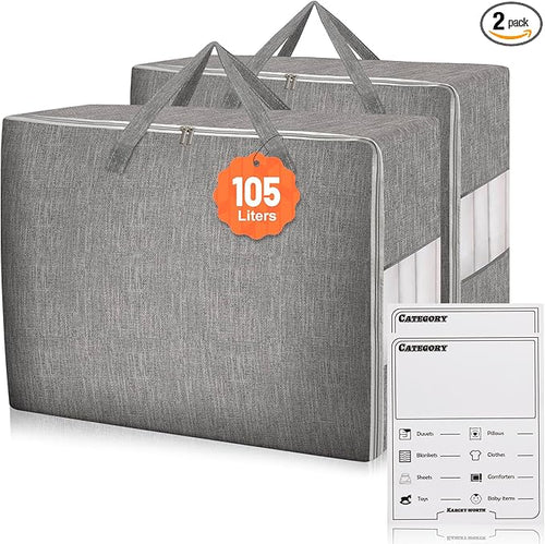 2 Pack 85L Comforter Storage Bags, Extra Large Bedding Storage Bags by Karceyworth