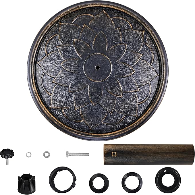 Yaheetech 18'' Patio Umbrella Base 26.5lbs Heavy Duty Antiqued Outdoor Market Umbrella Stand All-Weather Resin Umbrella Base for Garden & Yard, Bronze - Image 8