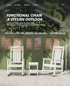 KINGYES HDPE Patio Rocking Chair Set of 4, Outdoor Rocking Chairs Porch Rocker for Adults, White - Image 6