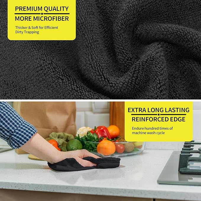 HOMERHYME Microfiber Cleaning Cloth, Premium 8 Pack Cleaning Towels, Lint-Free - Image 6