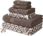 Modern Threads Trefoil Filigree 6-Piece 100% Cotton Towel Set – Reversible Yarn by ModernThreads
