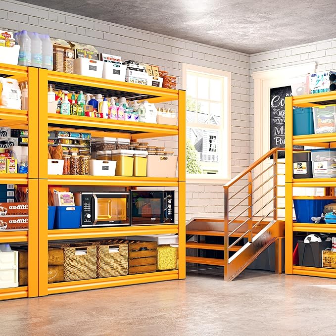 REIBII Garage Shelving Load 3200LBS, 5-Tier Storage Shelves, Adjustable Heavy Duty Metal Shelving Unit for Pantry, Basement, Warehouse, 72" H x 36" W x 16" D, 2PC - Image 2