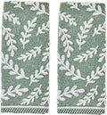 SKL Home Leaf Sprig 100% Cotton Jacquard 2pc Hand Towel Set, Reversible & by SKLHomebySaturdayKnightLtd