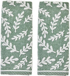 SKL Home Leaf Sprig 100% Cotton Jacquard 2pc Hand Towel Set, Reversible & by SKLHomebySaturdayKnightLtd