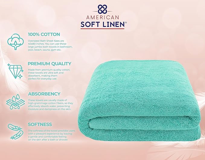 American Soft Linen 100% Cotton 600 GSM Turkish 40x80 Oversized Bath Towel Sheet - Image 4