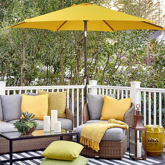Blissun 7.5 ft Patio Umbrella, Yard Umbrella, Outdoor Market Umbrella with Push Button Tilt Crank, Yellow - Image 6