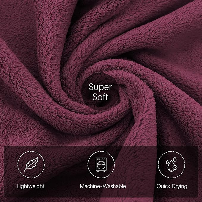 TENSTARS Microfiber Coral Velvet Luxury Silk Hemming Towel Set - Image 7