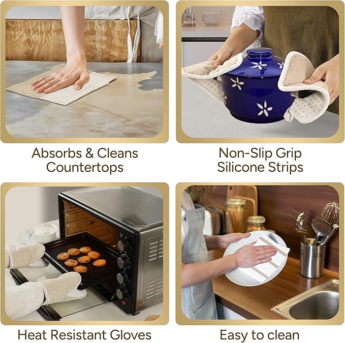 Casa Platino Pot Holders and Oven Mitts, 8-Piece – 500°F Heat Resistant Mini - Image 6