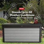 Keter Denali 150 Gallon Resin Large Deck Box with Double Wall 20mm Panels - Paintable and Drillable-Organization and Storage for Patio Furniture and Outdoor Items, Grey & Black - Image 6