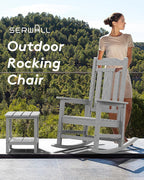 SERWALL Oversized Rocking Chair Set of 2 Outdoor, HDPE Outdoor Rocking Chair Set of 2, Space Gray - Image 7