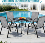 Outdoor Stackable Chairs Set of 4, Stacking Patio Chairs with Textilene Fabric, Outside Furniture for Garden Backyard Balconie Poolside Deck, Grey - Image 7