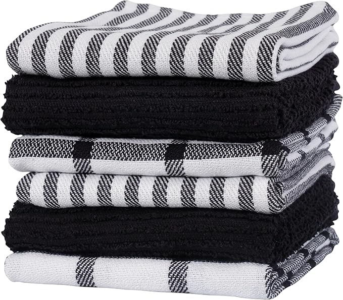 KAF Home Premium Kitchen Towels, Large 100% Cotton, Flat & Terry Absorbent Dish by KAFHome