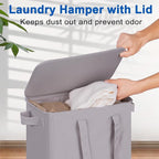 Slim Laundry Hamper with Lid and Wheels, Small Rolling Laundry Basket with - Image 3