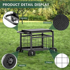 FLINTER Rolling Garden Work Seat with Wheels, Heavy Duty Garden Cart with Seat - Metal Rolling Garden Stool, Upgraded Gardening Cart for Seniors, Outdoor Wagon for Lawn, Patio Gardening, Black - Image 5