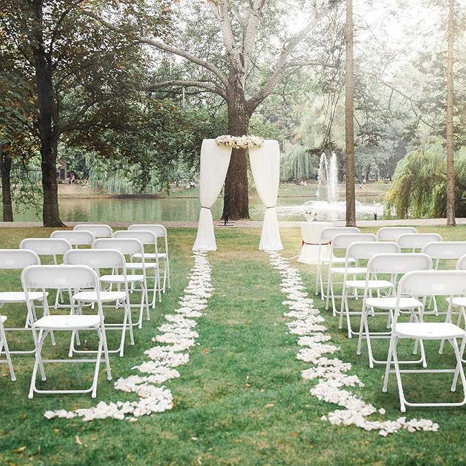 VINGLI 8 Pack White Plastic Folding Chair, Indoor Outdoor Portable Stackable Commercial Seat with Steel Frame 350lb. Capacity for Events Office Wedding Party Picnic Kitchen Dining - Image 9