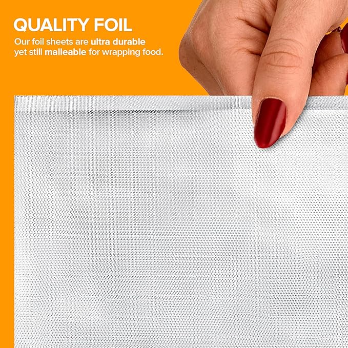 12' Ultra Heavy Duty Pop Up Deli Aluminum Foil, 500 Pre-Cut Sheets, Hot Dog or - Image 3