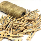 Mini Wooden Clothespins With Jute Twine, 1 Inch Photo Paper Peg Pin Craft Clips - Image 4