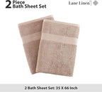 LANE LINEN 100% Natural Cotton Bath Sheets 2 Pack - Image 5