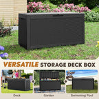 Outdoor Storage Box, Resin Deck Boxes Indoor and outdoor, Waterproof Storage Box Lockable Lid (Black, 110 Gallon) - Image 7