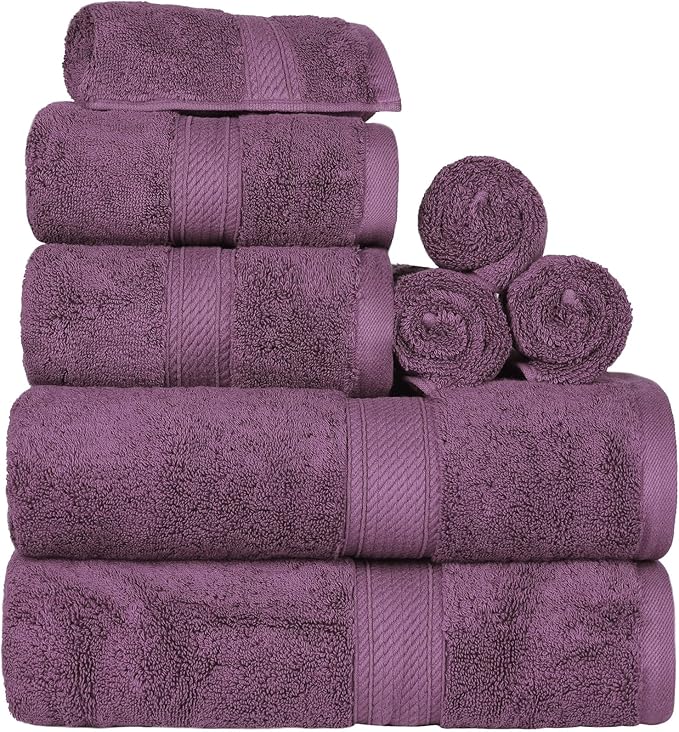 SUPERIOR Egyptian Cotton Pile 8 Piece Towel Set, Includes 2 Bath, 2 Hand - Image 2