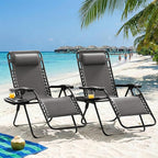 Homall Zero Gravity Chair Patio Folding Lawn Outdoor Lounge Gravity Camp Reclining Lounge Chair with Cup Holder Pillows for Poolside Backyard and Beach Set of 4 (Grey) - Image 6
