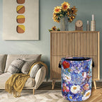 Blue Flowers Laundry Basket Glass Colorful Floral Foldable Funny Laundry Hamper - Image 7
