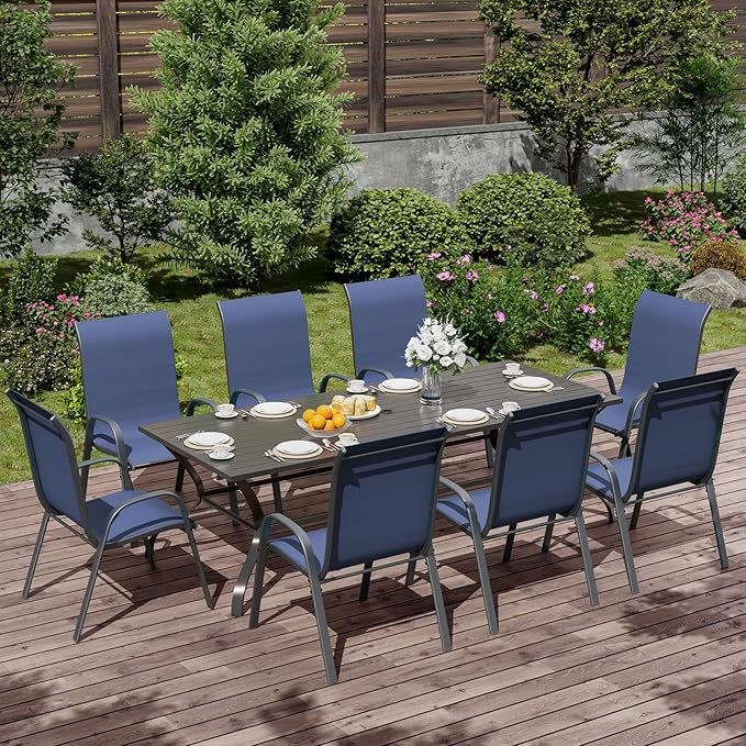 UDPATIO Patio Chairs Set of 8, Stackable Outdoor Dining Chairs with High Back, Breathable Textilene Fabric Outdoor Chair All Weather, 350LBS Capacity for Garden, Backyard (Blue) - Image 2