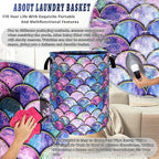 Colorful Mermaid Scales Laundry Basket Foldable Oxford Cloth Beautiful Fish - Image 8