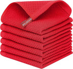 Kitinjoy 100% Cotton Kitchen Dish Cloths, 6 Pack Waffle Weave Ultra Soft by Kitinjoy