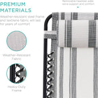Best Choice Products Set of 2 Adjustable Steel Mesh Zero Gravity Lounge Chair Recliners w/Pillows and Cup Holder Trays - Gray Stripes - Image 7