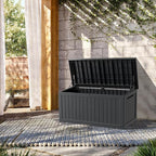 TARKARI 200 Gallon Lockable Resin Deck Box, Waterproof & UV-Resistant Outdoor Storage Box for Outdoor Cushion Storage, Garden Tools & Pool Accessories Storage, Black - Image 3