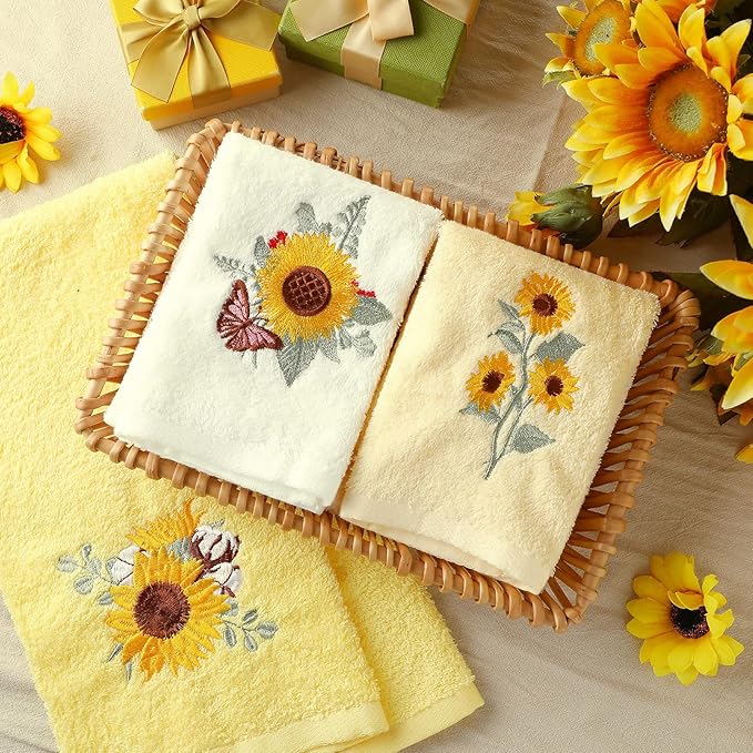 Sunflower Hand Towels Farmhouse Yellow Sunflower Bathroom Decor 14x29 Inch - Image 6