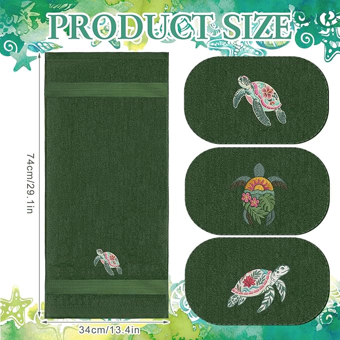 3 Pack Hibiscus Sea Turtle Beach Hand Towels - Image 3