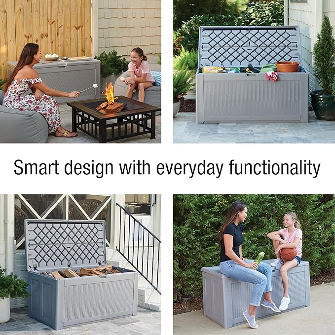 Rubbermaid Extra Large Resin Outdoor Storage Deck Box (134 Gal), Weather Resistant, Gray, Deck Organization for Home/Backyard/Pool Chemicals/Toys/Garden Tools/Porch/Patio Cushions - Image 4