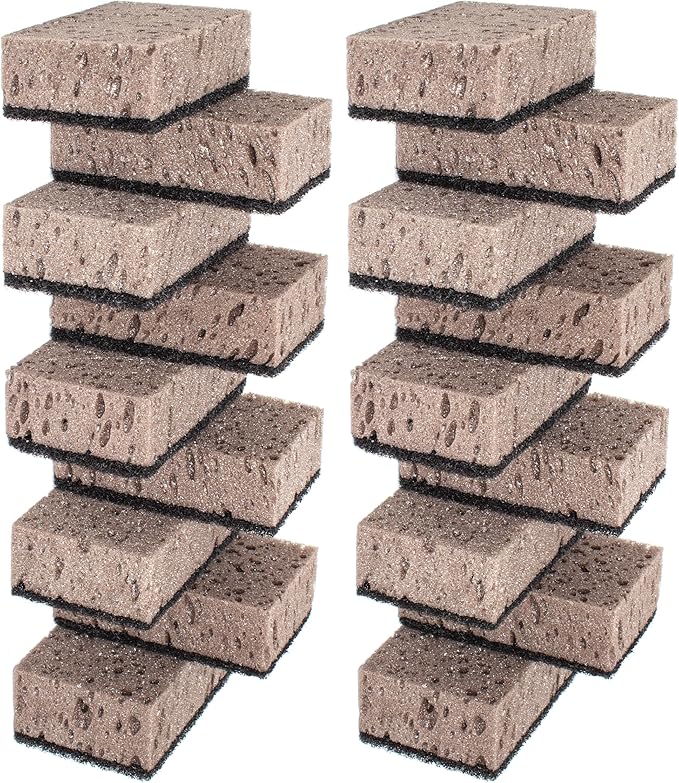 Taupe Multi Use Scrub Sponges. Made in Europe. 18 Pack, 4.3x2.8x1.4 inches. by Okleen