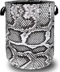 Grey White Snake Texture Laundry Hamper Snake Colorful Laundry Basket by SELIONLIKN