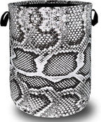 Grey White Snake Texture Laundry Hamper Snake Colorful Laundry Basket by SELIONLIKN