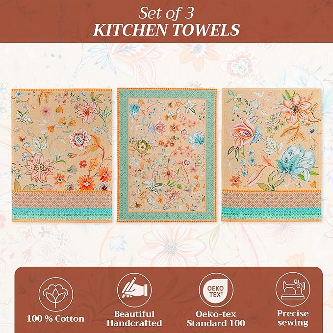 Maison d' Hermine Kitchen Towels Set of 3 100% Cotton 27.50" x 20" Reusable - Image 2